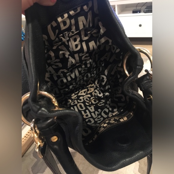 MARC JACOBS Black Tumbled Leather Top Handle Crossbody Women’s Workwear Satchel - Picture 11 of 13